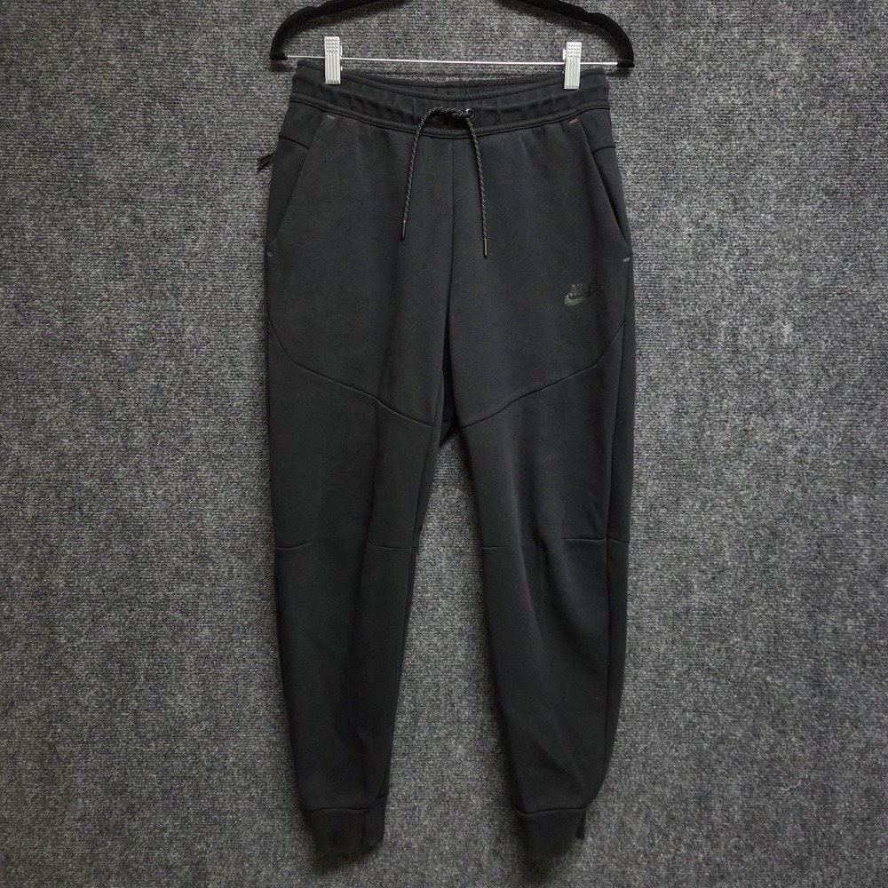 Nike Tech Joggers Mens Small Black Solid Tapered Fleece Sweatpants FLAW
